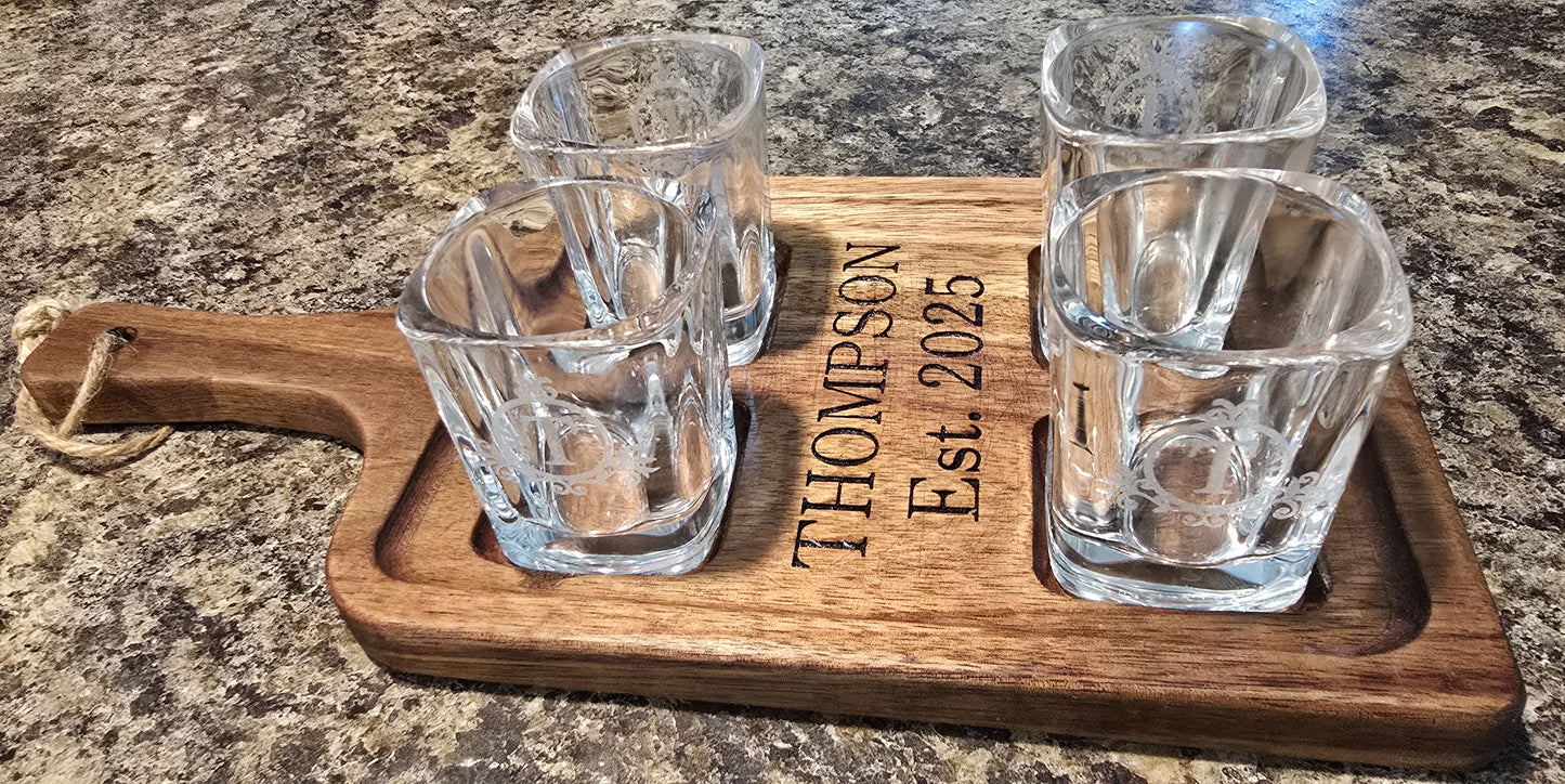 Paddle Shot Glass Flight Board
